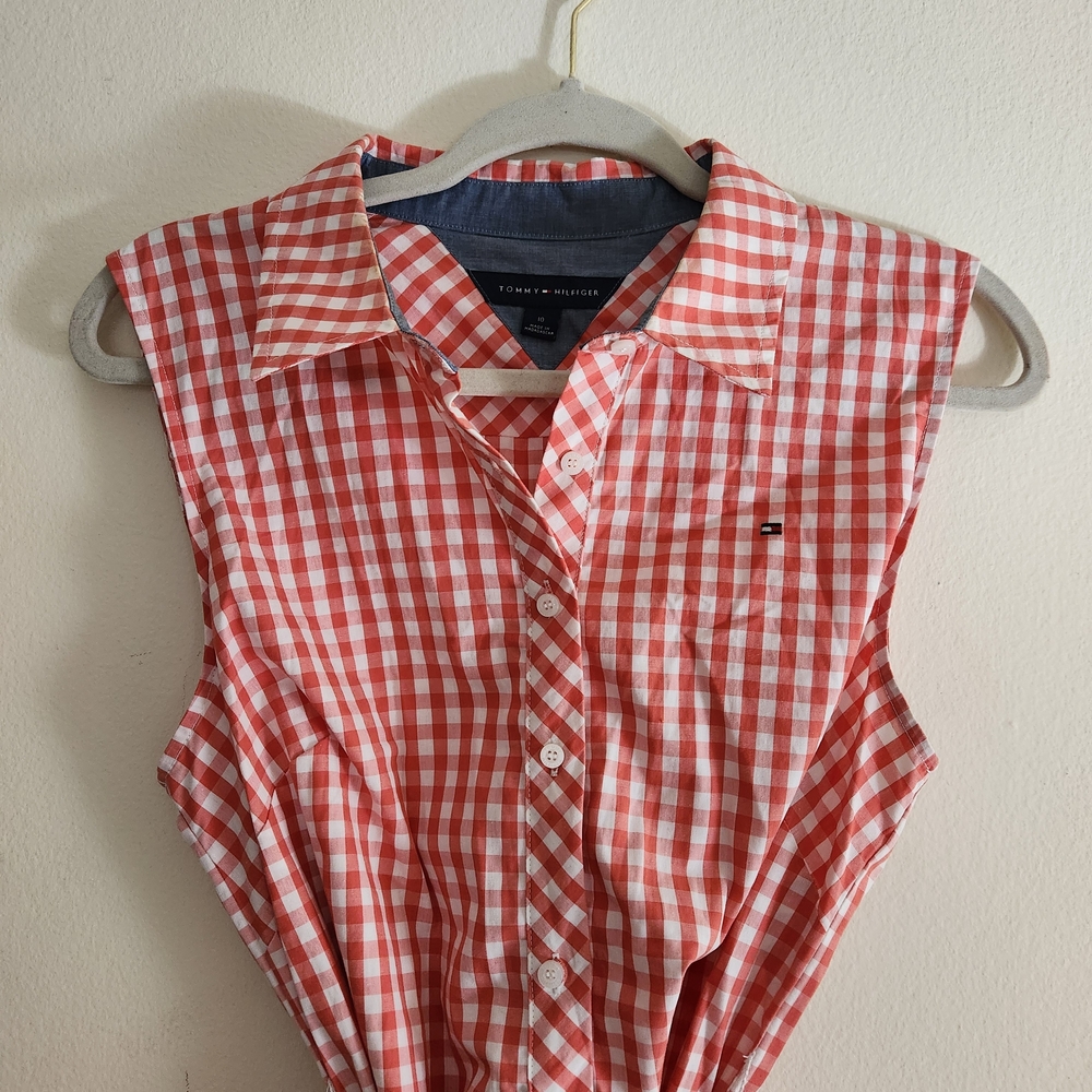 Tommy Hilfiger Red Checkered Midi Dress - Picture 2 of 3